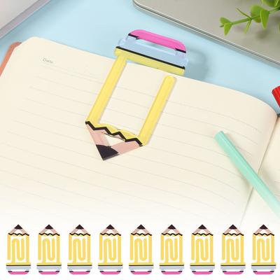 9Pcs Acrylic Bookmark Pencil Shaped Not Easily Deformed Portable Paper Clip for Book Note Document Marking Reading Progress