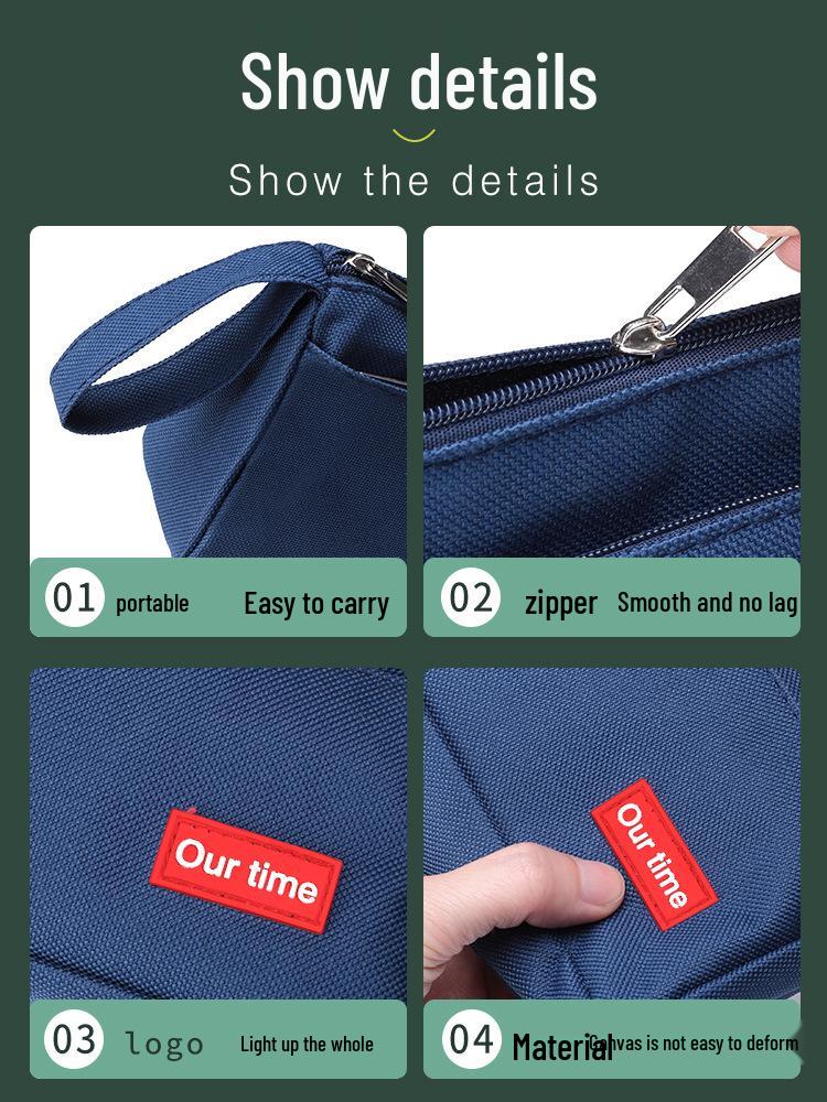 Japanese-Style Canvas Pencil Case: Spacious and Simple for Boys, Junior High, and High School Students