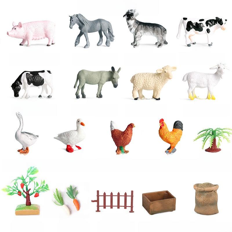 Farm Pasture Simulation Plastic Doll Model Ornament Farmer Worker Animal Woman