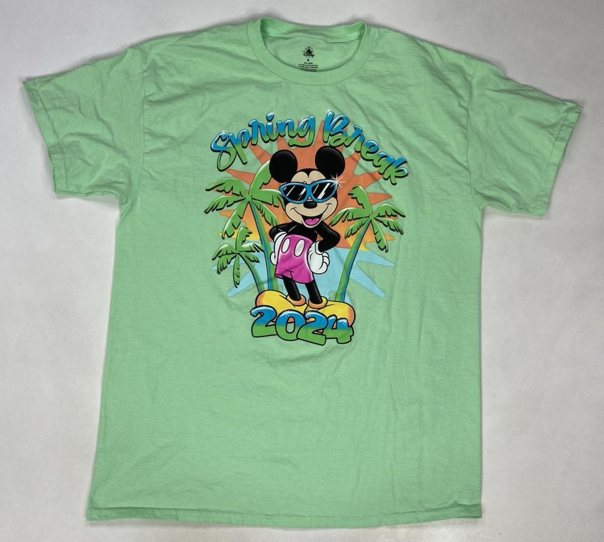 Disney Mickey Mouse Spring Break 2026 Graphic T-shirt Men Medium Green XL