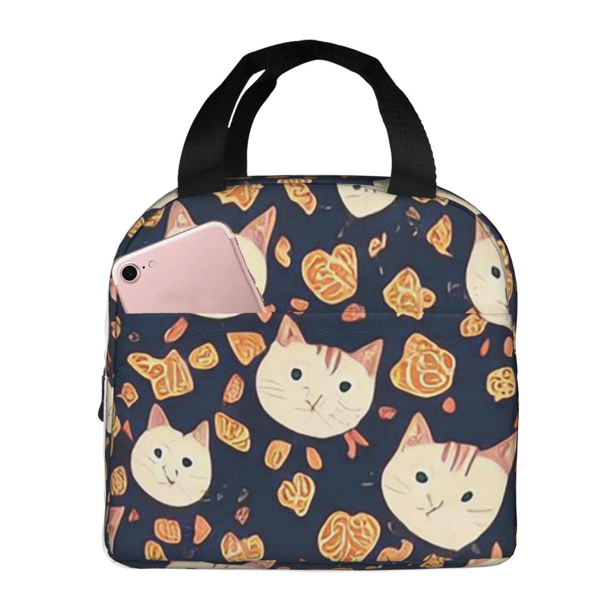 Cute Cat Biscuit Pattern Insulated Lunch Bag for Women Children Leakproof Food Boxes Thermal Lunch Box Tote One Size