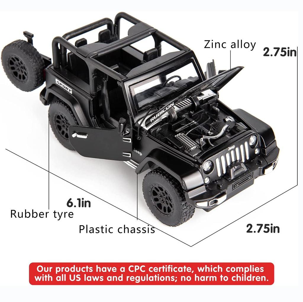 1:Model auta Wrangler v měřítku 32, stahovací autíčko ze zinkové slitiny se zvukem a světlem pro děti, chlapec, dívka