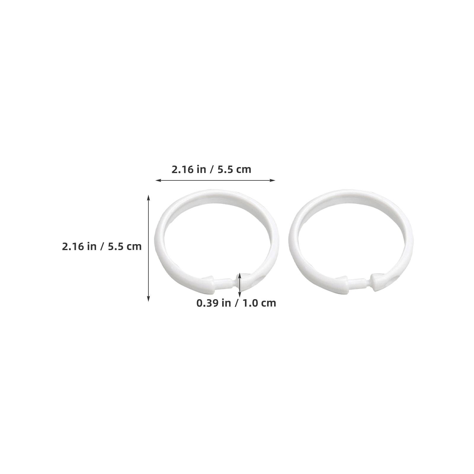 

50Pcs Clear Shower Curtain Rings Plastic Round Hooks Closure Strong Load Capacity for Bathroom Shower Curtains Drapes білий