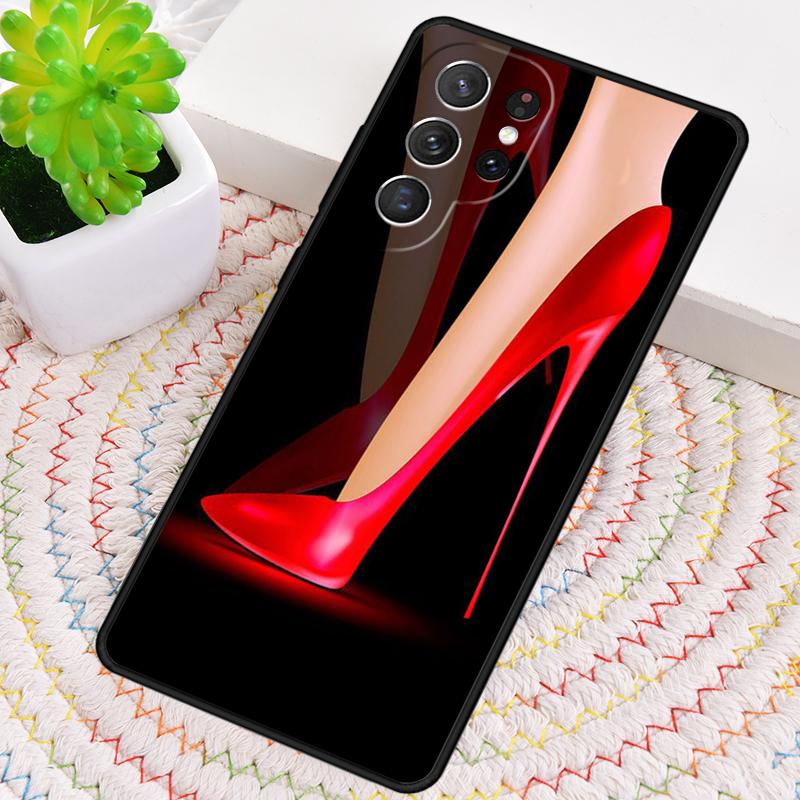 red high heel shoes Cute Phone Case For Samsung Galaxy note 10 pro S26 S25 S24 S23 S22 Ultra Plus S21 FE S20 Shockproof Cover