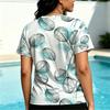 Soft Skin-Friendly Women's T-Shirt: Minimalist Fresh Leaf Pattern, Breathable & Versatile for Daily Casual, Weekend Vacation Wear
