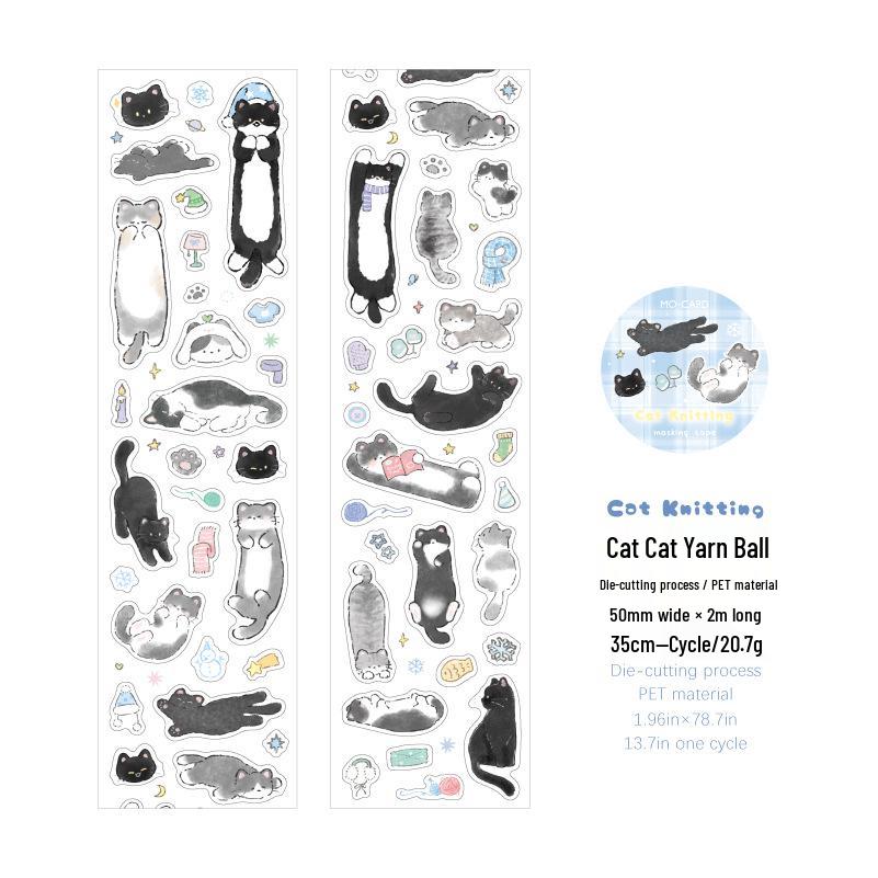 MòMò PET Die-cut Tape: Kitten & Puppy Open for Business Series - Soft, Cute Pet Pattern Decoration