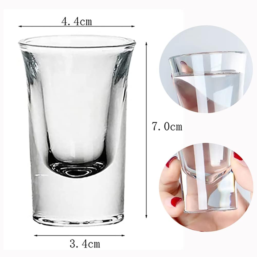 Batone Shot Glasses, 24-Piece Set - 30ml Clear Stained Mini Shot Glasses, Heavy Base Whiskey Glass Set, Mini Tequila Glasses (24)