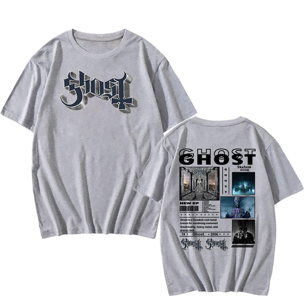 Skeletá Album 2025 New T-shirt Ghost Band Satanized Printing Tshirt Heavy Mental Fashion Summer T Shirt Grunge Hip Hop Tees Male