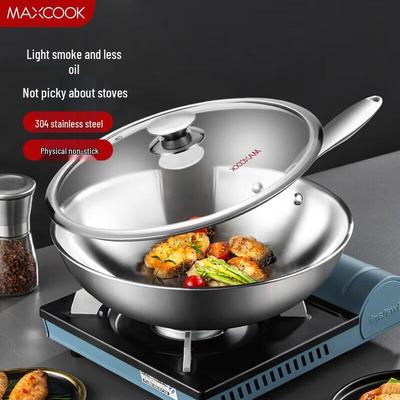 MCHEF 32cm Wok aus 304 Edelstahl