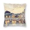 Italy Rome Skyline Bridge Pillowcase Polyester Linen Velvet Creative Zip Decorative Pillow Case Home Cushion Cover