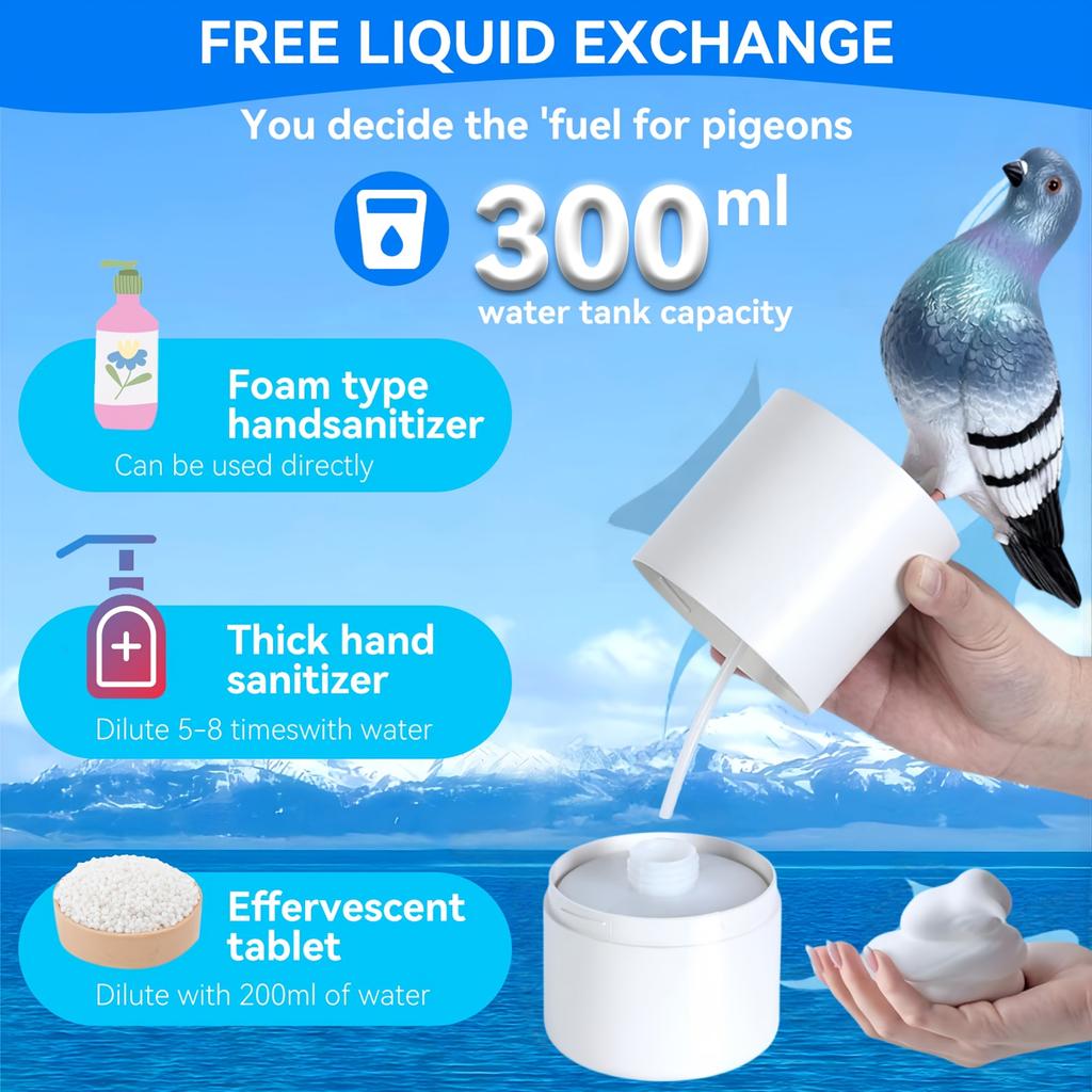 Foam Soap Dispenser,Fun Pigeon Droppings Sensing Automatic Soap Dispenser, Touchless Soap Dispenser for Kitchen And Bathroom,Exclusive Private Mold