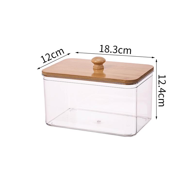 Laundry Powder Storage Box with Bamboo Lid, Cotton Swab Holder for Living Room Coffee Table Organization, Desktop Decorative Box