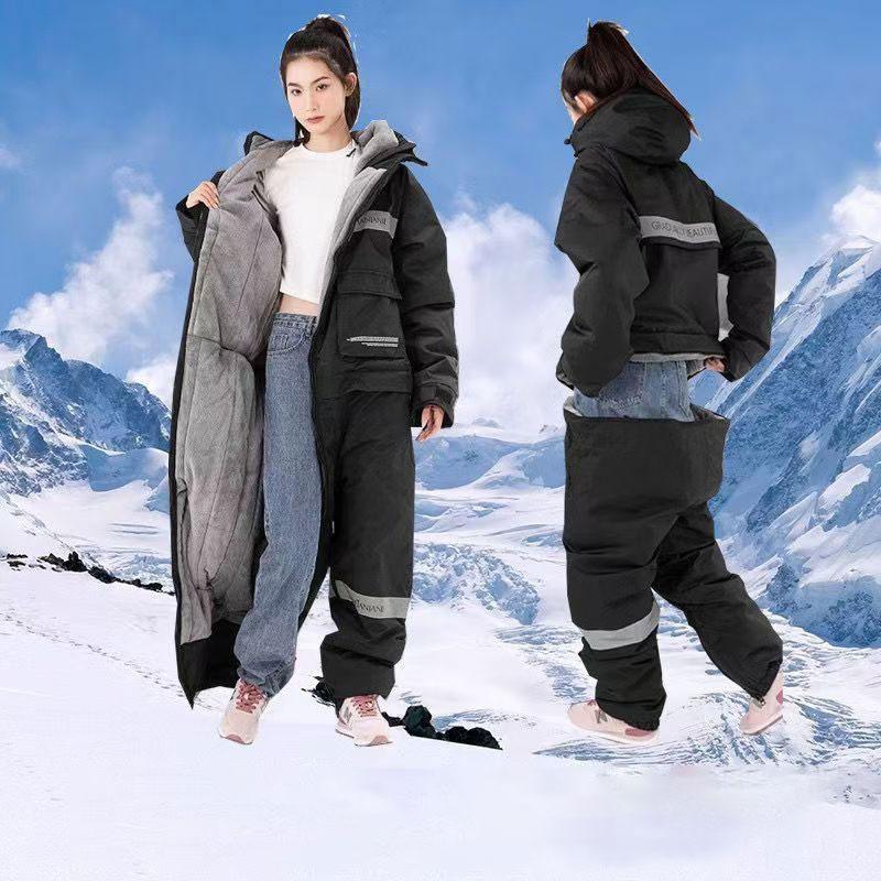 Winter Outdoor Warme Plüsch Ski Angeln Kälteschutz Anzüge Motorradfahren Kälteschutz Kleidung Wasserdicht Winddicht Einteiler Anzüge