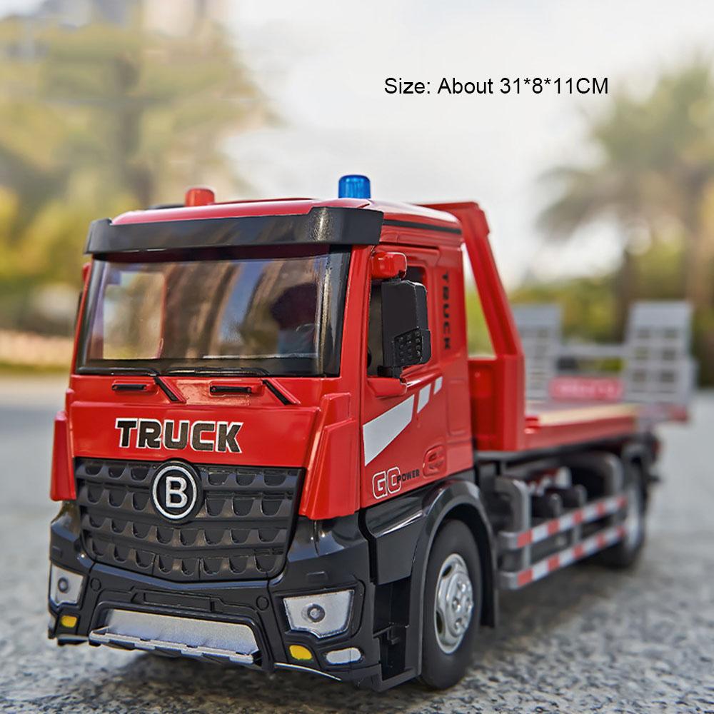 

1:24 Electric Flatbed Trailer Cement Pump Truck Model Toys Diecast Alloy Car Doors Opened Sound Light Vehice Children s Boy Gift