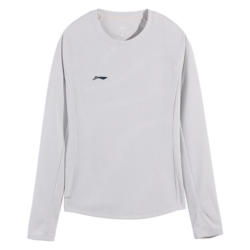 LI-NING Breathable Lightweight Women's Sports Top Solid Color Simple Fashion Slim Fit Crew Neck Long Sleeve Athletic T-Shirt