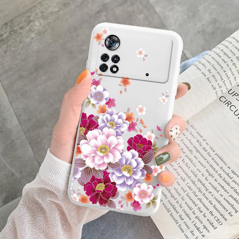 For Poco X4 Pro 5G M4Pro Cover Funda Vintage Flower Leave Protective Cover TPU Capa For Xiaomi Poco X4 Pocox4 X 4 M4 Pro Coque