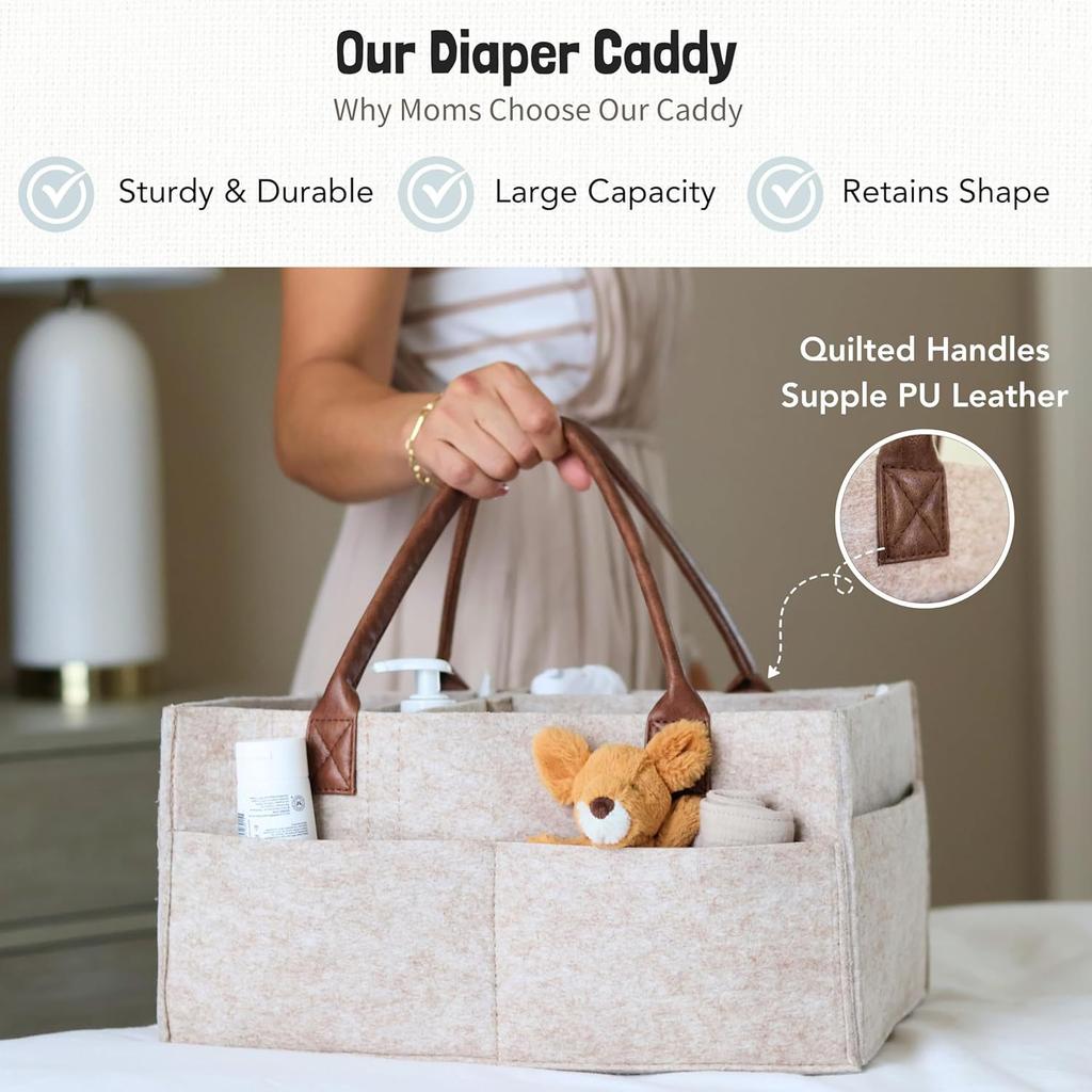 Baby-Filz-Aufbewahrung, Kinderzimmer-Organizer, Korb, Säuglings-Wickeltasche mit Griff, Caddy, Wickelwindel, Kinder-Aufbewahrungsträger, große Tasche