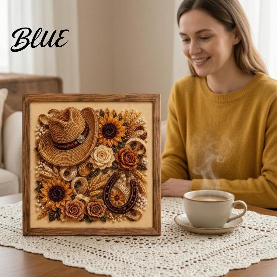 Faux Pearl Painting Kit for Adults Western Charm Art Kit DIY Cowboy Hat Creative Hobby Beginners Rustic Farmhouse Wall Decor Crafting Adults,