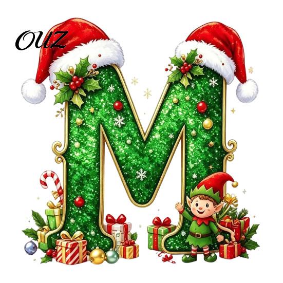 Durable Hanging Letter Decoration 26 Alphabet Christmas Ornament, Personalized Letters Acrylic Tree with Santa Hat Pendant And Elf Boy for Xmas Mantel