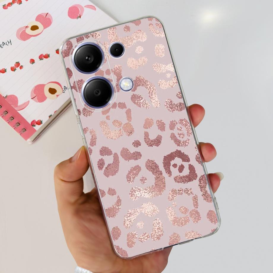 For Xiaomi Poco M6 Pro 4G Capa Case Transparent Soft TPU Slim Bumper Shell Love Heart Cute Cat Coque For Redmi Note 13 Pro 4G