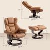 Faux Leather Reclining Chair and Footstool - Brown