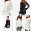 Elegant Lace Stitching Women's T-shirt Slim Fit Long Sleeve Cotton Top