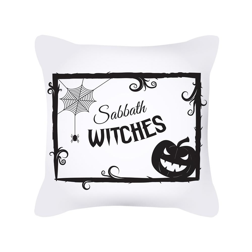 Nordic Black and White Halloween Cushion Letters Ghost Peach Skin Cushion Cartoon Home Cushion Cover