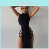 Urban Style Sleeveless Bandage Dress With High Split For Summer Casual Women