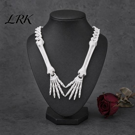 Halloween Necklace Gothic Skeleton Hand Necklace, Punk Cosplay Skull Claw Palm Choker, Costume Jewelry for Men Women