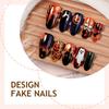Halloween Pumpkin Ghost Black Cat Almond Press On Nails, Gothic Witch House Bat Reusable False Nail Kit with Adhesive Tabs Nail File