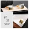 Curved Black Striped Metal Cufflinks Classic Business Men's French