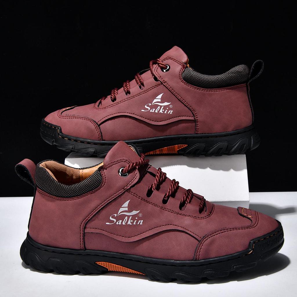 Hand-stitching Leather Men Boots Split Leather Shoes Men Ankle Boots For Men Casual Shoes Large Size Tooling Shoes