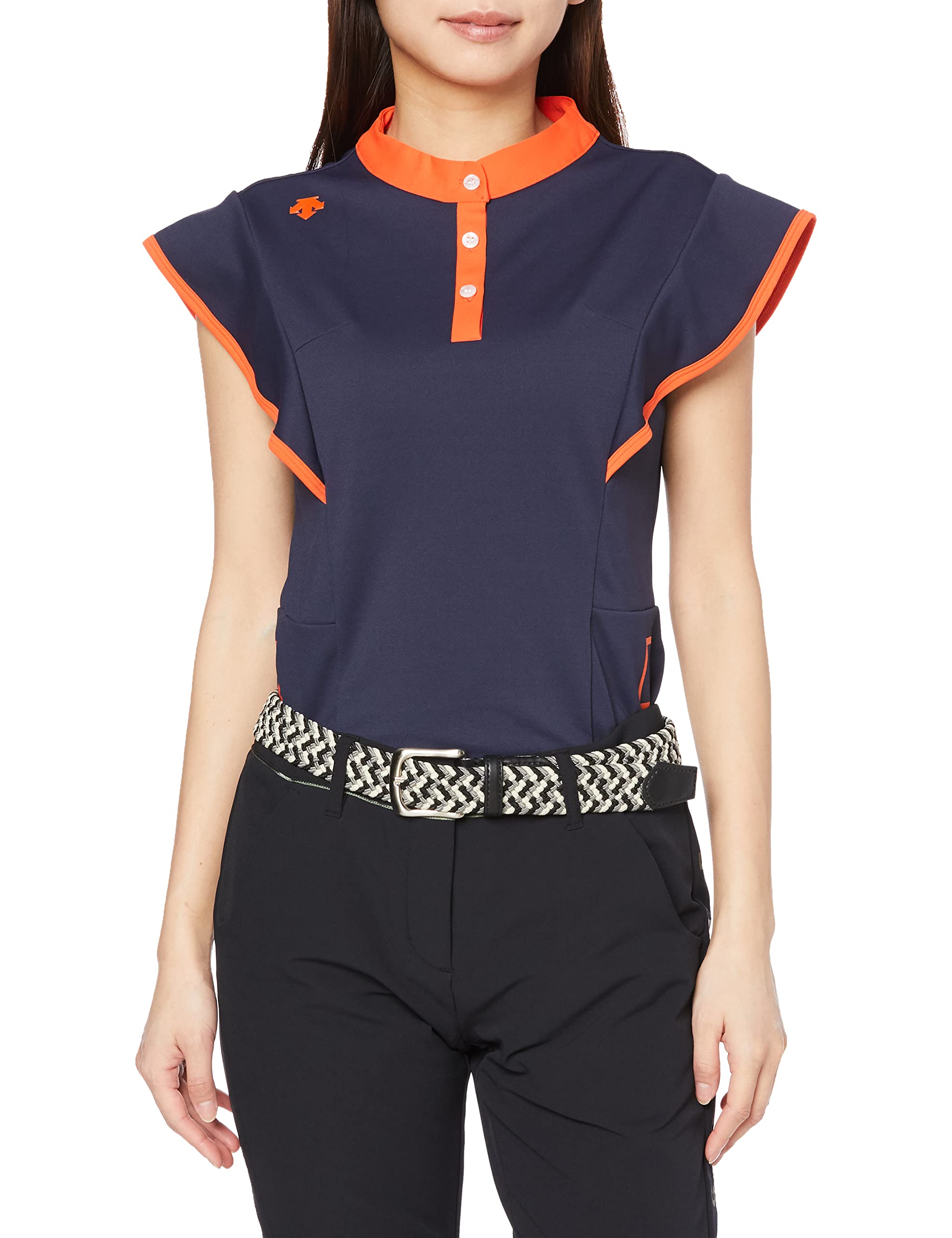 

Рубашка с коротким рукавом Quick UVCUT Henley Flare NV00, эквивалентная японскому размеру M [DESCENTE GOLF], впитывающая, высыхающая, с солнцезащитным фактором UPF50+, морская,