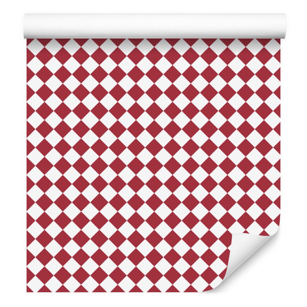 Geometric Rhombus Wallpaper Red, Coral and White 50x1000