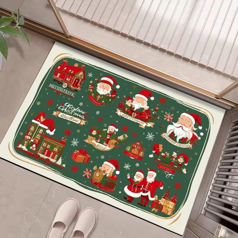 Merry Christmas Snowman Red Carpet Party Festival Living Room Sofa Bedroom Bedside Study Entrance Door Rug Non-slip Decor Mat