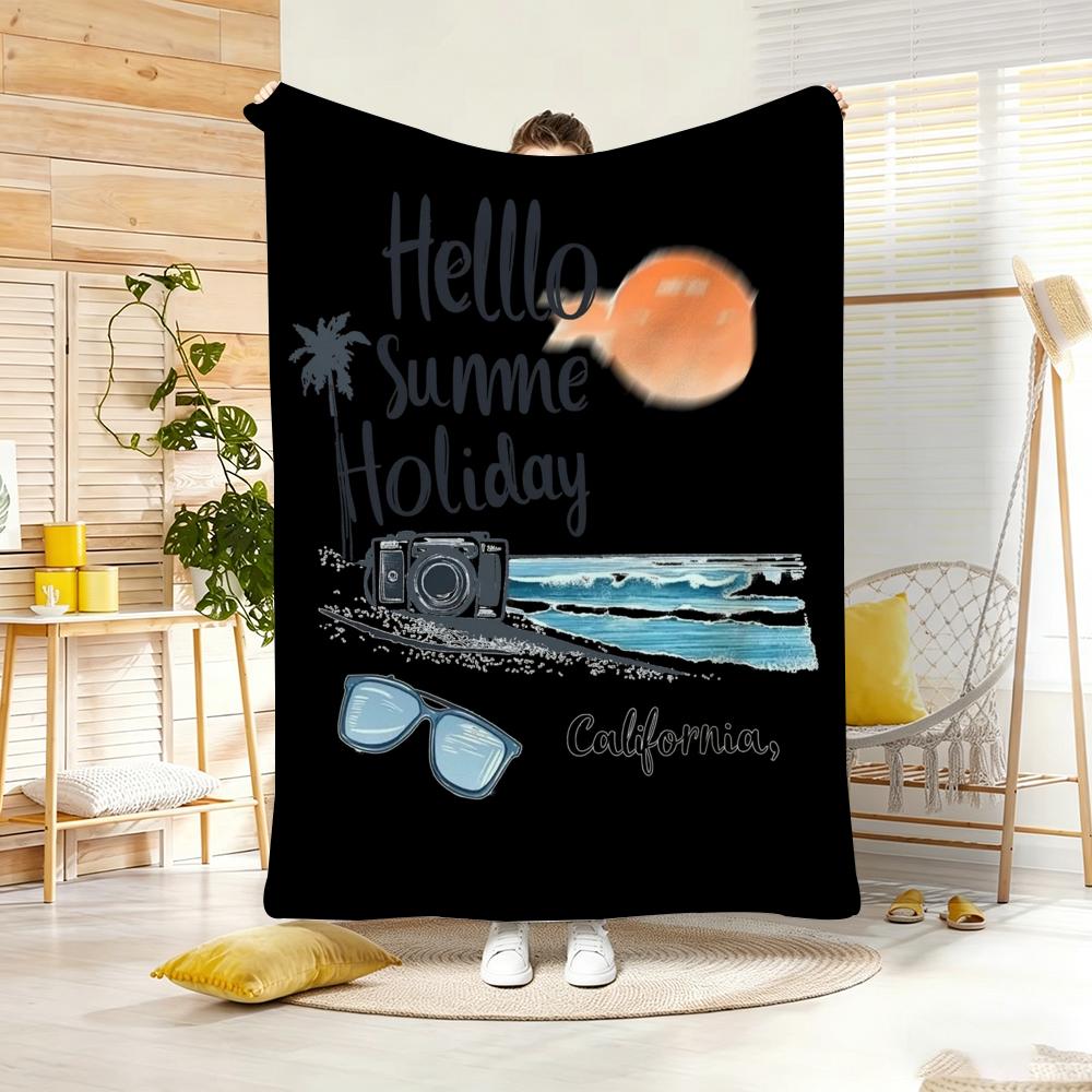 Illustration O-Outdoor Adventure Throw Soft Warm Throw Blanket for Bedroom Living Room Bed Travel Camping Picnic Gift