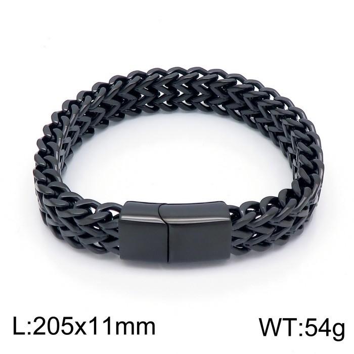 Hand Jewelry, Simple Personalized Woven Double-Row Front And Back Keel Flat Buckle Titanium Steel Men'S Bracelet