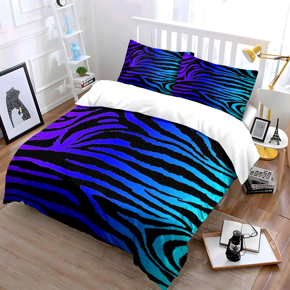 Zebra Pattern Gradient Bedding Set Bedding Set (1 Duvet Cover, 2 Pillowcases, Duvet Not Included)