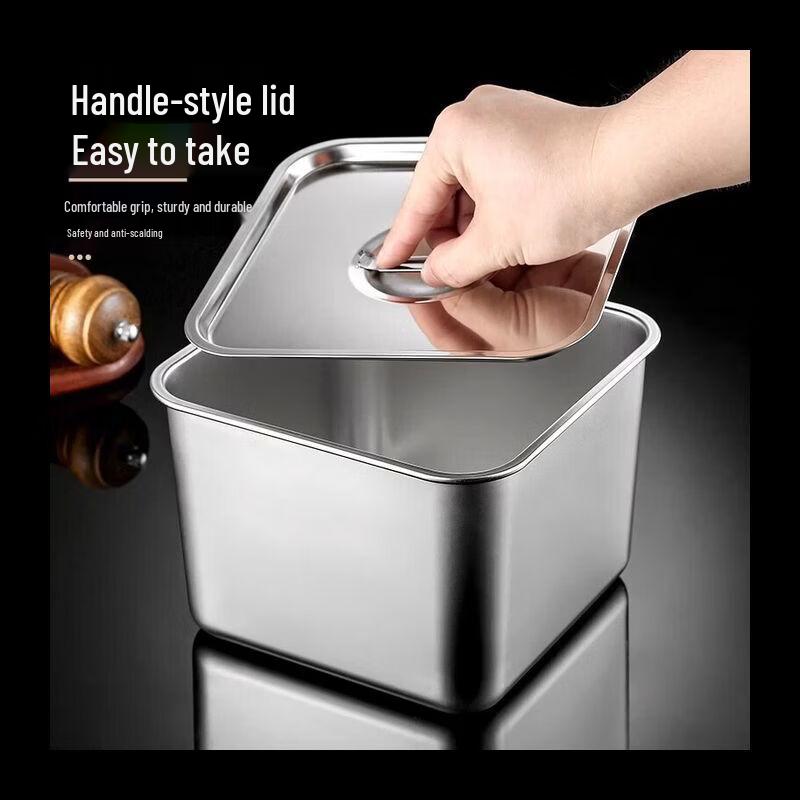 Stainless Steel Square Condiment Jar with Lid