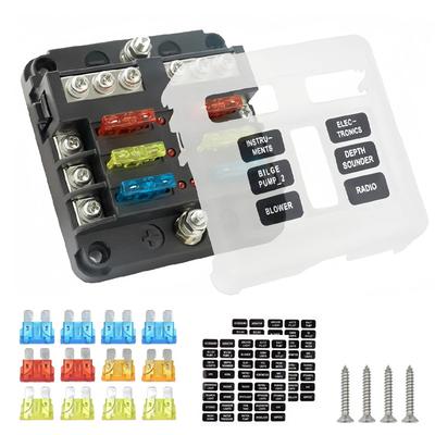 6 Ways Blade Car Boat Fuse Box Holder Fuse Holder Block Warning Indicator 12V 36V Power Distribution Panel Board