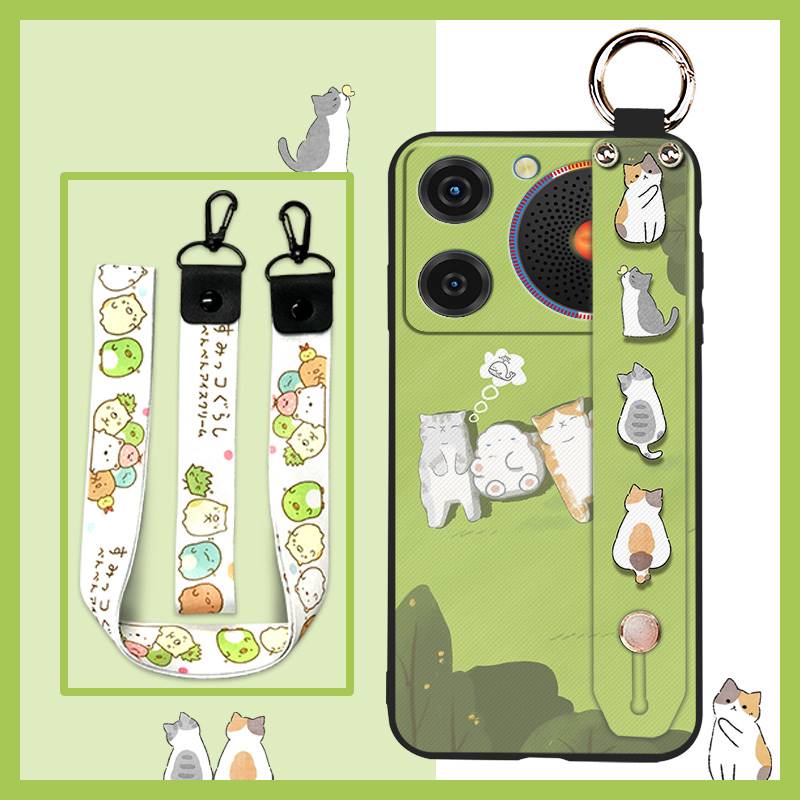 Silicone Wrist Strap Phone Case For ZTE Nubia Music Lanyard Durable Wristband Soft Case Ring Anti-knock Cartoon Cute