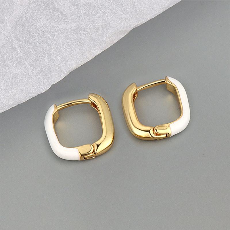 ANENJERY Geometric Square Colorful Oblong Hoop Earrings For Women Trendy Jewelry