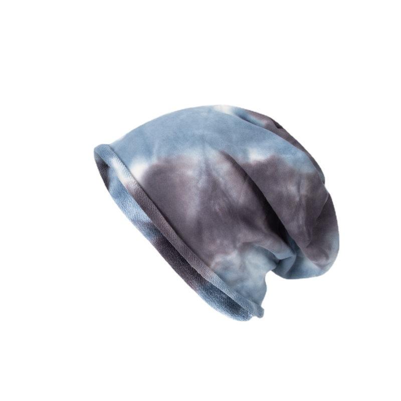 Tie Dye Knitted Hat for Women Japanese Fashion Retro Pile Hat Autumn and Winter Ins Trend All Match Cold Hat Baotou Hat