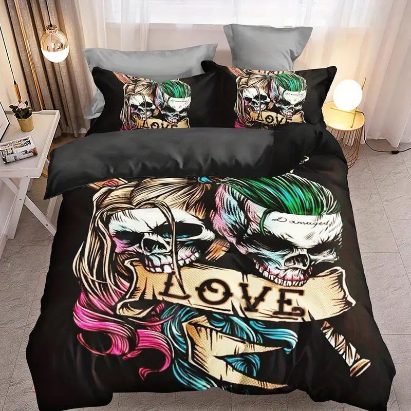 3D Digital Printed Quilt Set Three-Piece Skull Rose Series Quilt Set Spring New Product Can Be Duvetcover