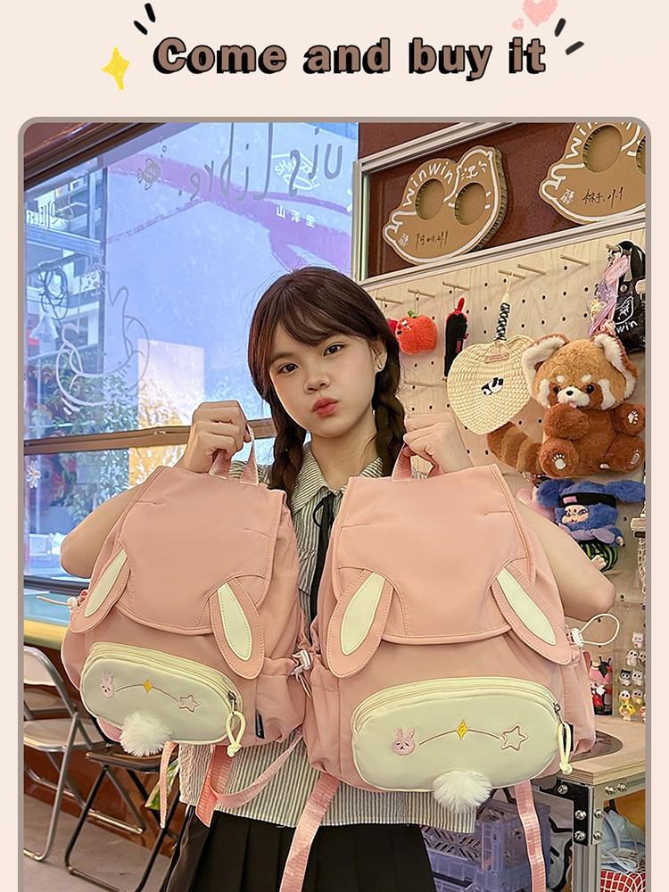 Adorable Large Capacity Rabbit Anime Backpack for High School Girls
