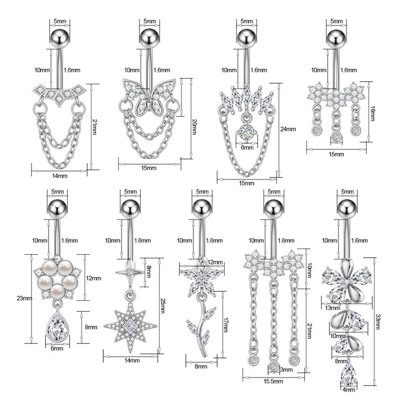 Simple Belly Button Rings Stainless Steel Butterfly Navel Piercing Barbell For Women  Belly Ring Sexy Body Jewelry
