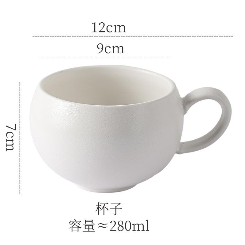 Ceramic Coffee Cup Saucer Egg-Shaped Cup Small Capacity Household Frosted Stone Latte Latte Flower Hand Cup Afternoon Tea