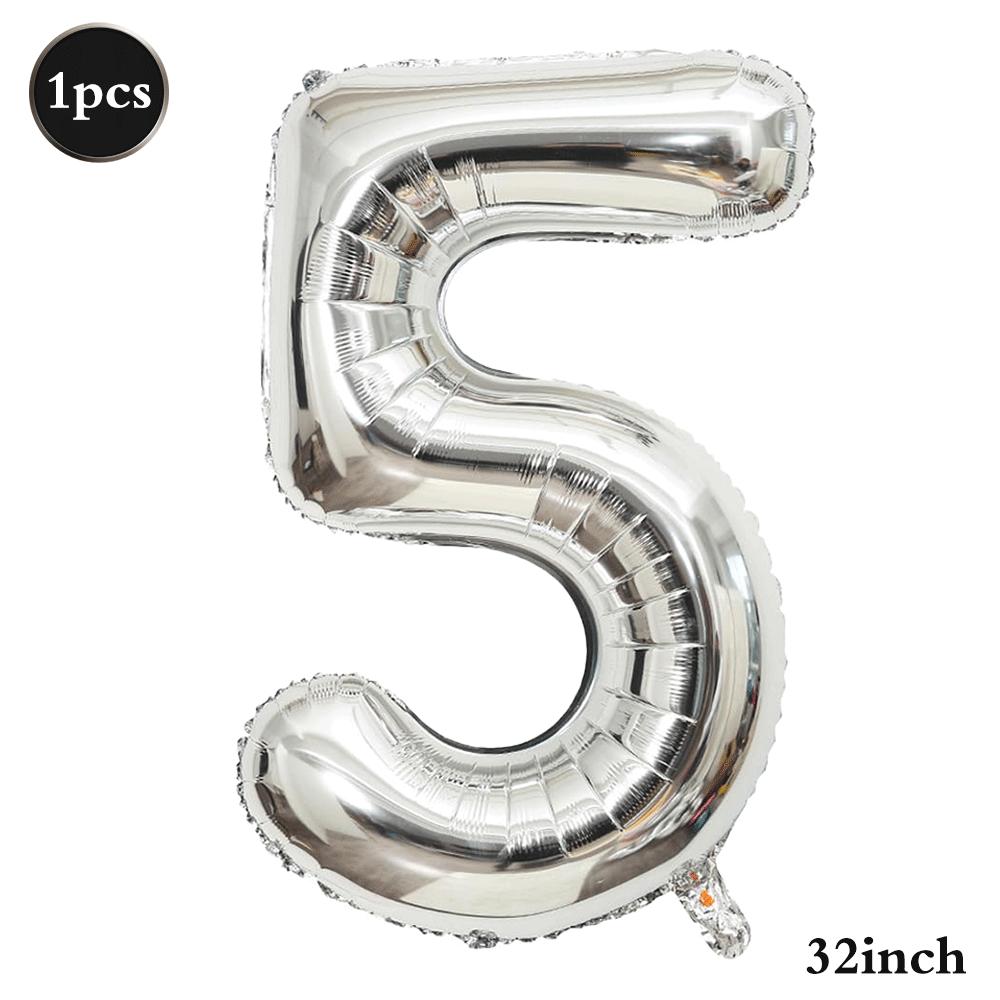 32inch Silver Number Foil Balloons Large Digit 0-9 Helium Globos Happy Birthday Party Decor Wedding Anniversary Graduation 2026