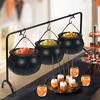 3/6pcs Halloween Witch Candy Bowl Mini Black Plastic Witches Cauldron Pumpkin Treat Bucket Candy Basket for Halloween Table Deco