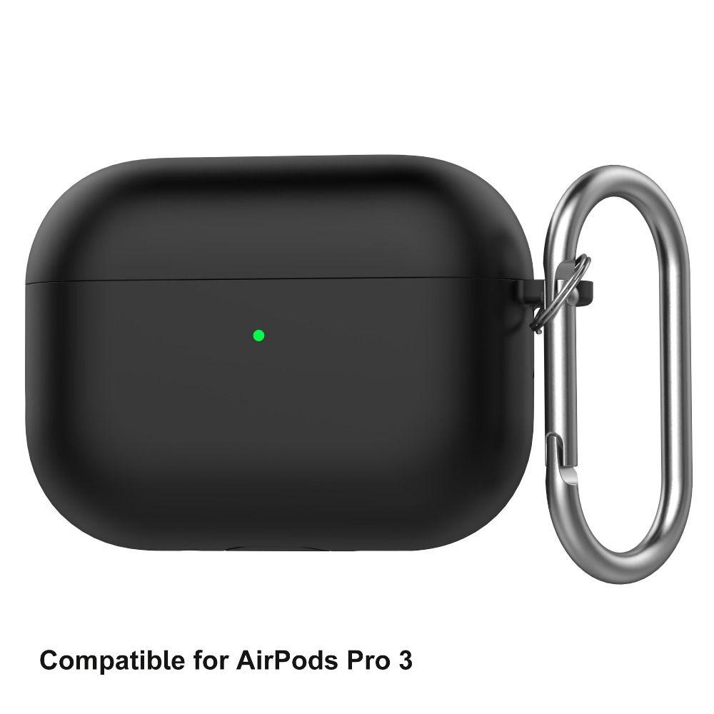 Anti-fall Earphone Case with Carabiner Silicone Earbuds Cover Shockproof Anti Scratch Charging Box Shell for AirPods Pro 3